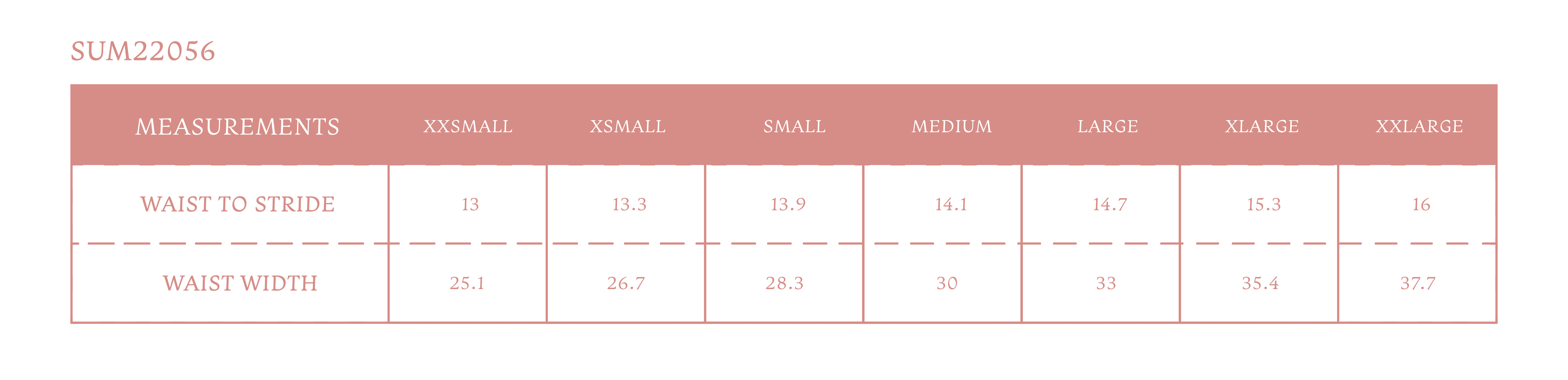 Size chart for Women's Eloise Short - Poppy Floral