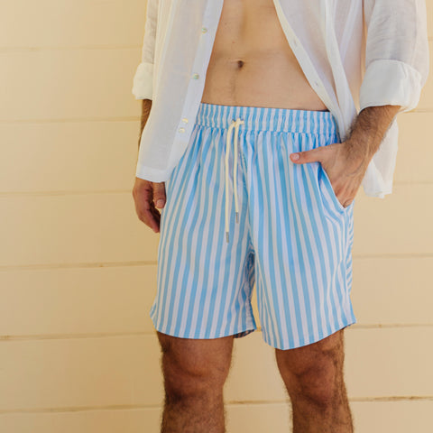 Kyle Men's Swim Trunk - Blue Stripes