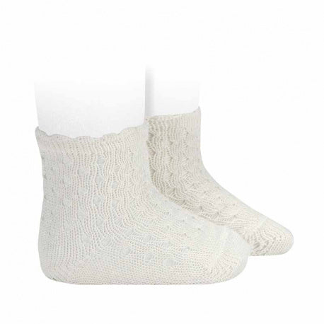 Condor® Scalloped Crochet Ankle Sock - Ivory