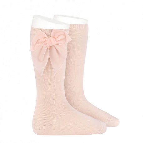 Condor® Knee Sock with Velvet Bow - Nude Pink