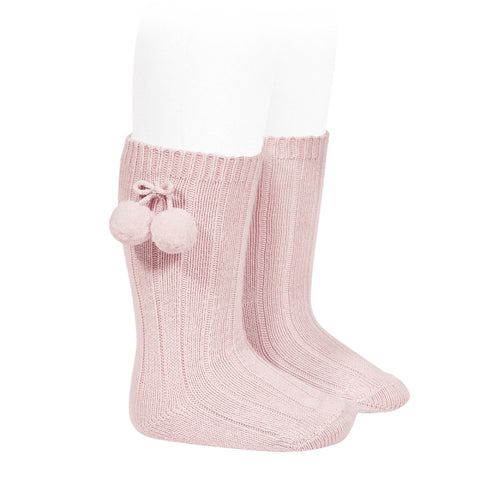 Condor® Knee Sock with Pom Pom - Light Pink