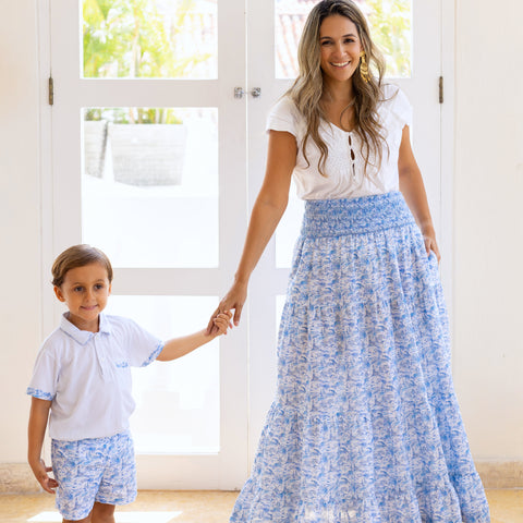 Women's Smocked Caitlin Skirt | Hamptons Print