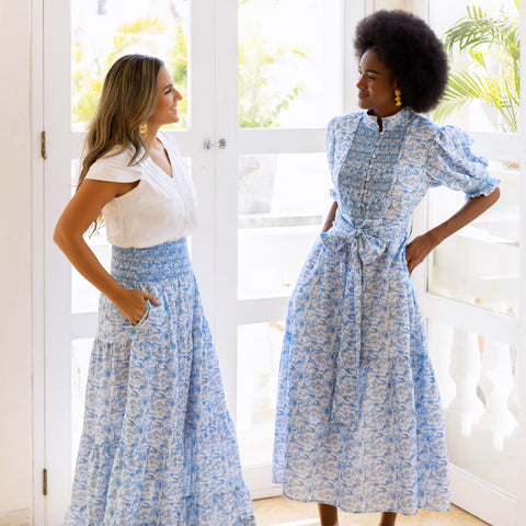 Women's Smocked Caitlin Skirt | Hamptons Print