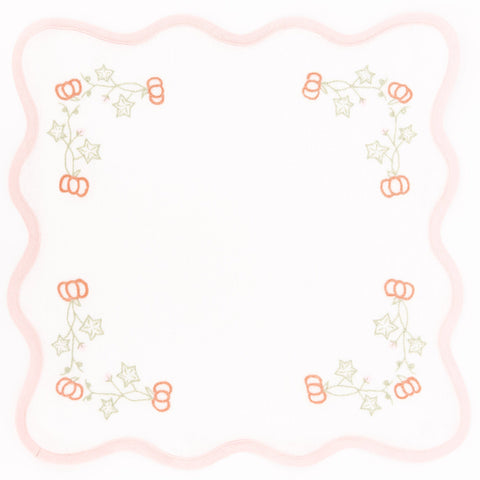 Scalloped Square Placemat - Embroidered Pumpkins