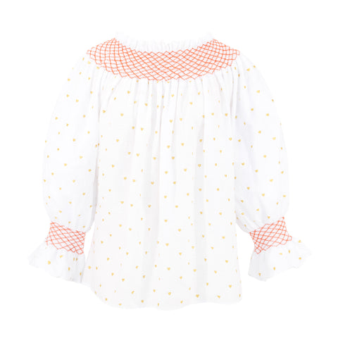 Women's Happy Shirt - White/Gold Hearts