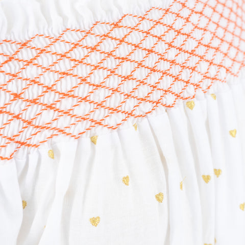 Women's Happy Shirt - White/Gold Hearts
