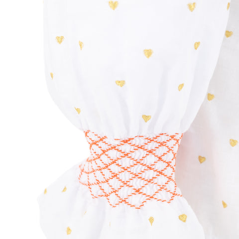 Women's Happy Shirt - White/Gold Hearts
