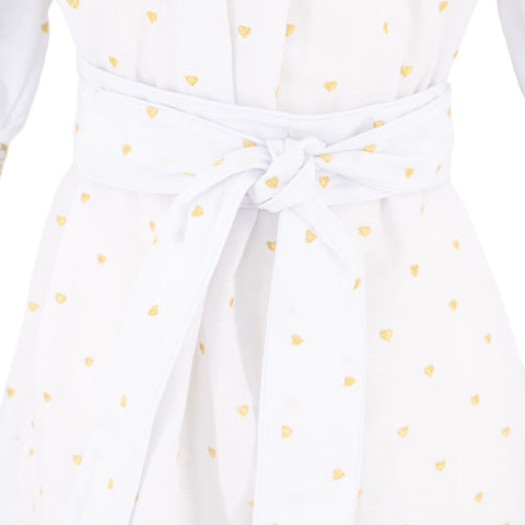 Women's Happy Dress - White/Gold Hearts