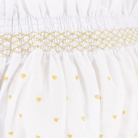 Women's Happy Dress - White/Gold Hearts