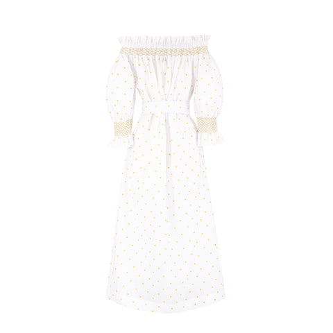 Women's Happy Dress - White/Gold Hearts