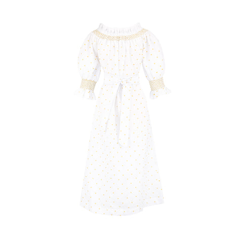 Women's Happy Dress - White/Gold Hearts