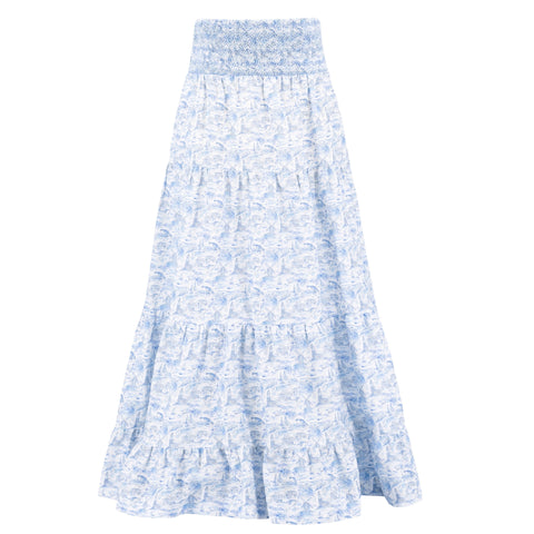 Women's Smocked Caitlin Skirt | Hamptons Print