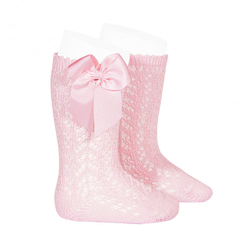 Condor® Crochet Knee Sock with Bow - Light Pink