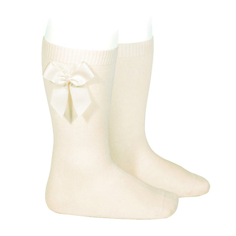 Condor® Knee Sock with Grosgrain Bow - Cream