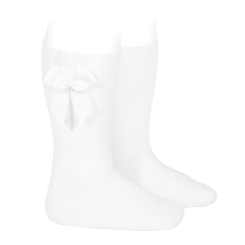 Condor® Knee Sock with Grosgrain Bow - White